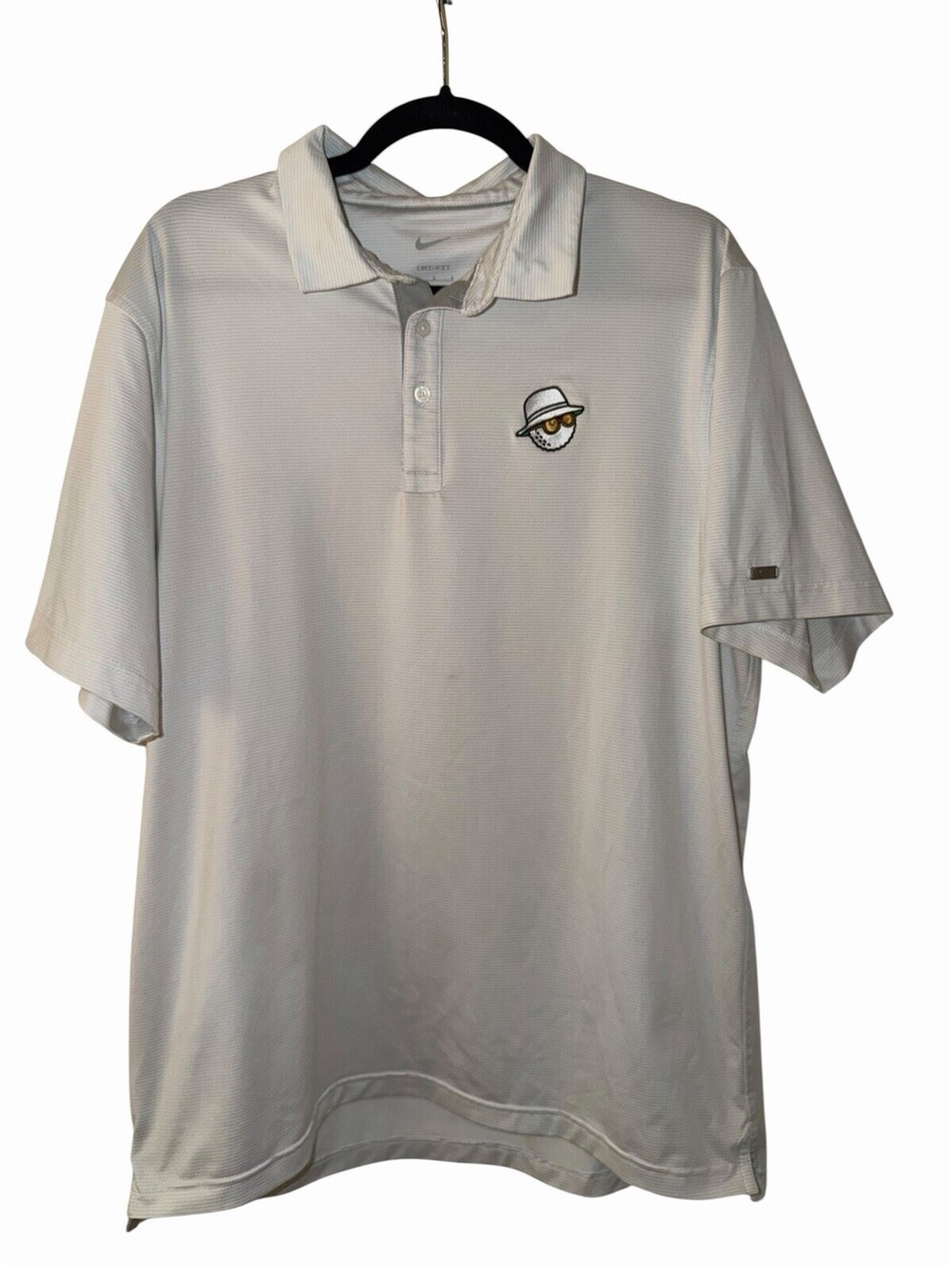 Malbon x Nike Dri Fit Men’s Large White Golf Polo Shirt Logo Short Sleeve